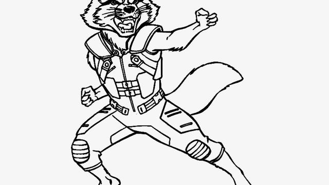 Marvel rocket the raccoon coloring page