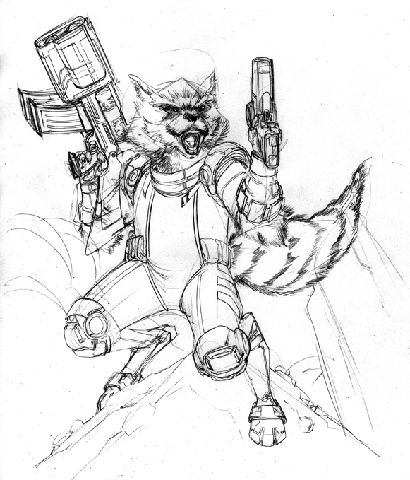 Rocket raccoon wip by spiderguile on