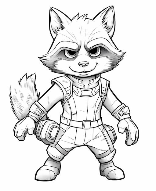 Premium ai image guardians of the galaxy rocket raccoon coloring page