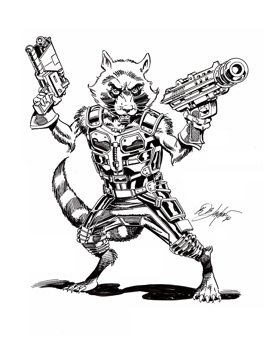 Bob layton on x heres a x drawing of rocket raccoon from the guardians of the galaxy missioned by keith hogg from scotland marvel guardiansofthegalaxy rocketraccoon httpstcoscavilffys x