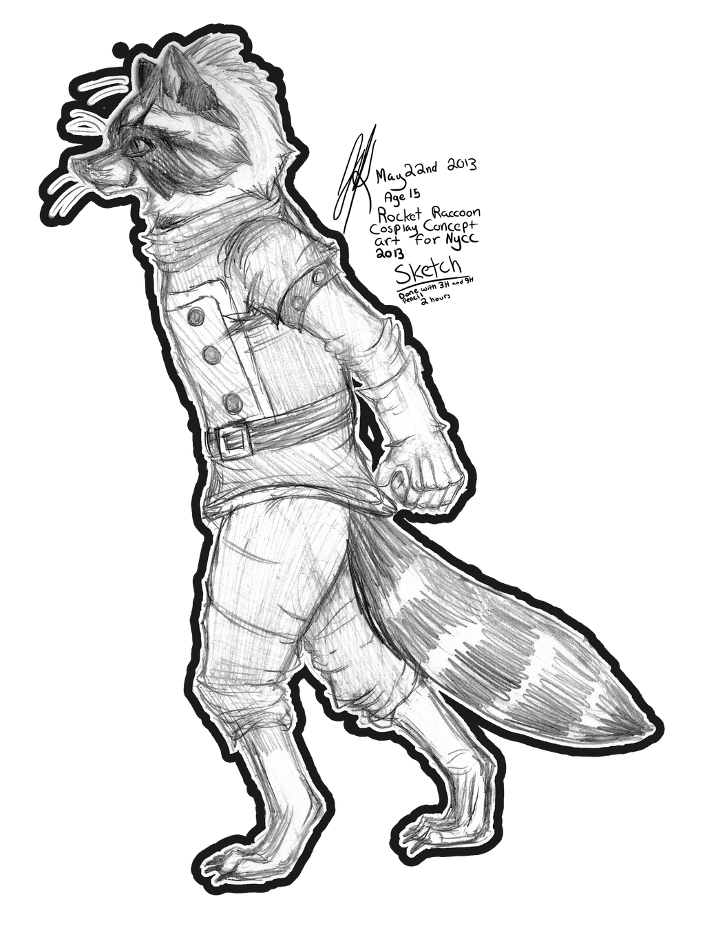 Rocket raccoon sketch by spiritinspace on
