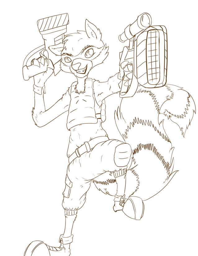 Rocket raccoon bw by mursa