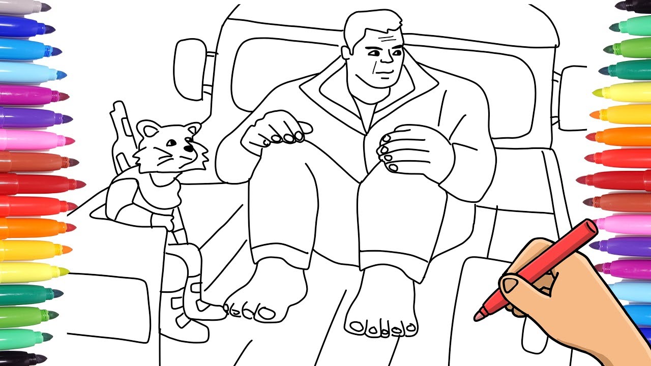Hulk and rocket racoon avengers endgame coloring page