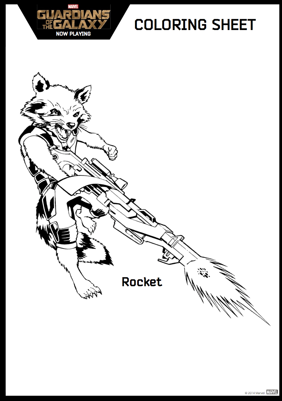 Free printable guardians of the galaxy coloring sheets
