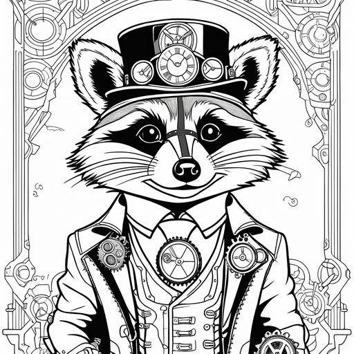 Black and white raccoon coloring pages cartoon style