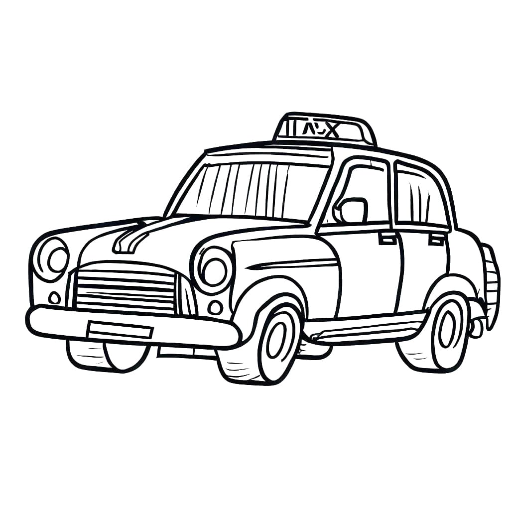 Taxi cab coloring page