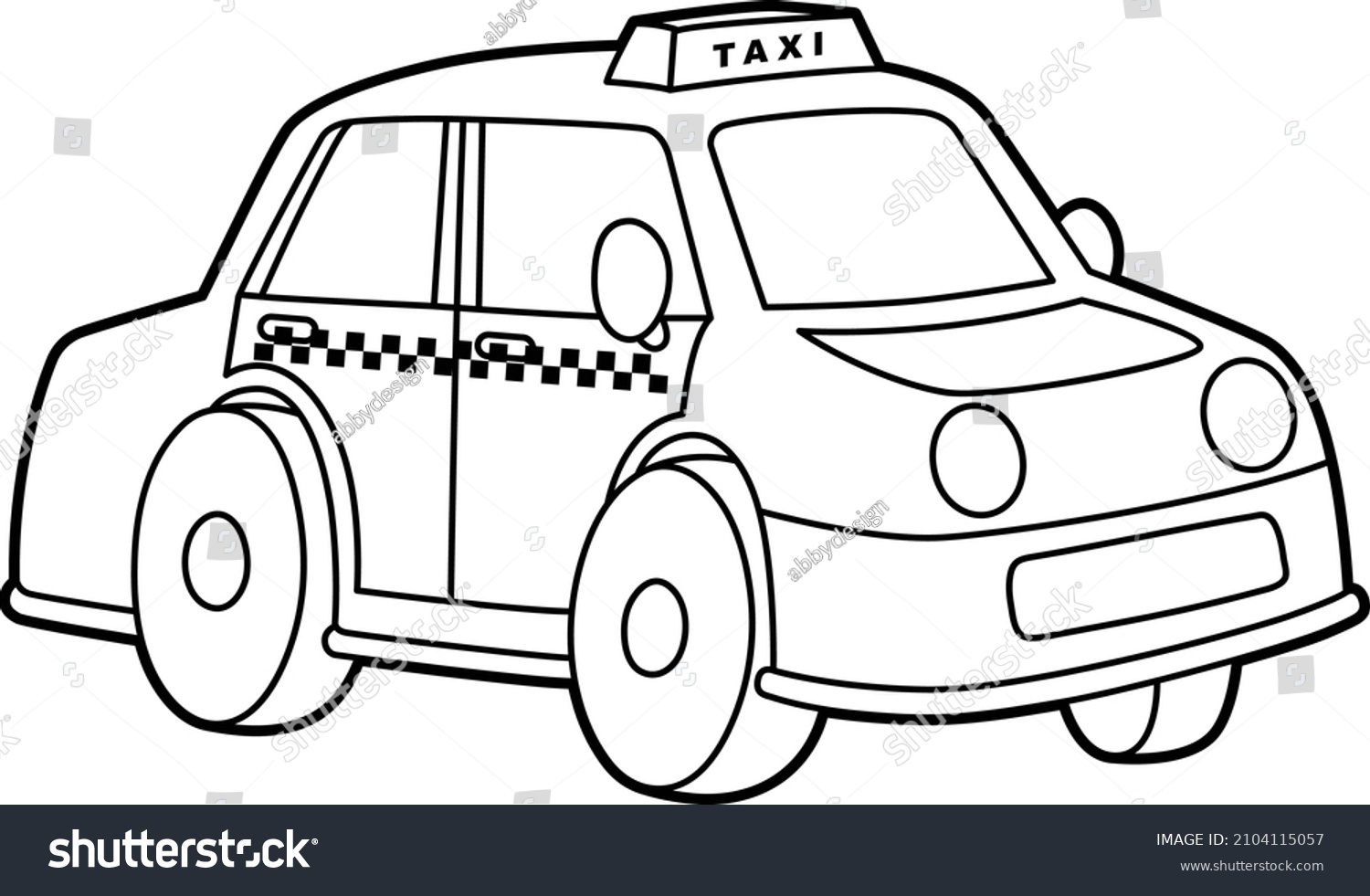 Taxi coloring page isolated kids stock vector royalty free