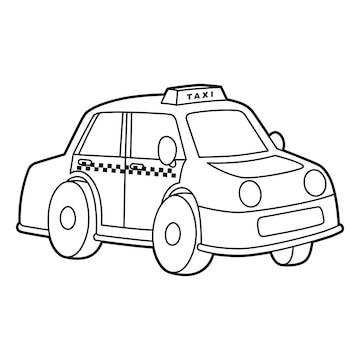 Premium vector taxi coloring page isolated for kids