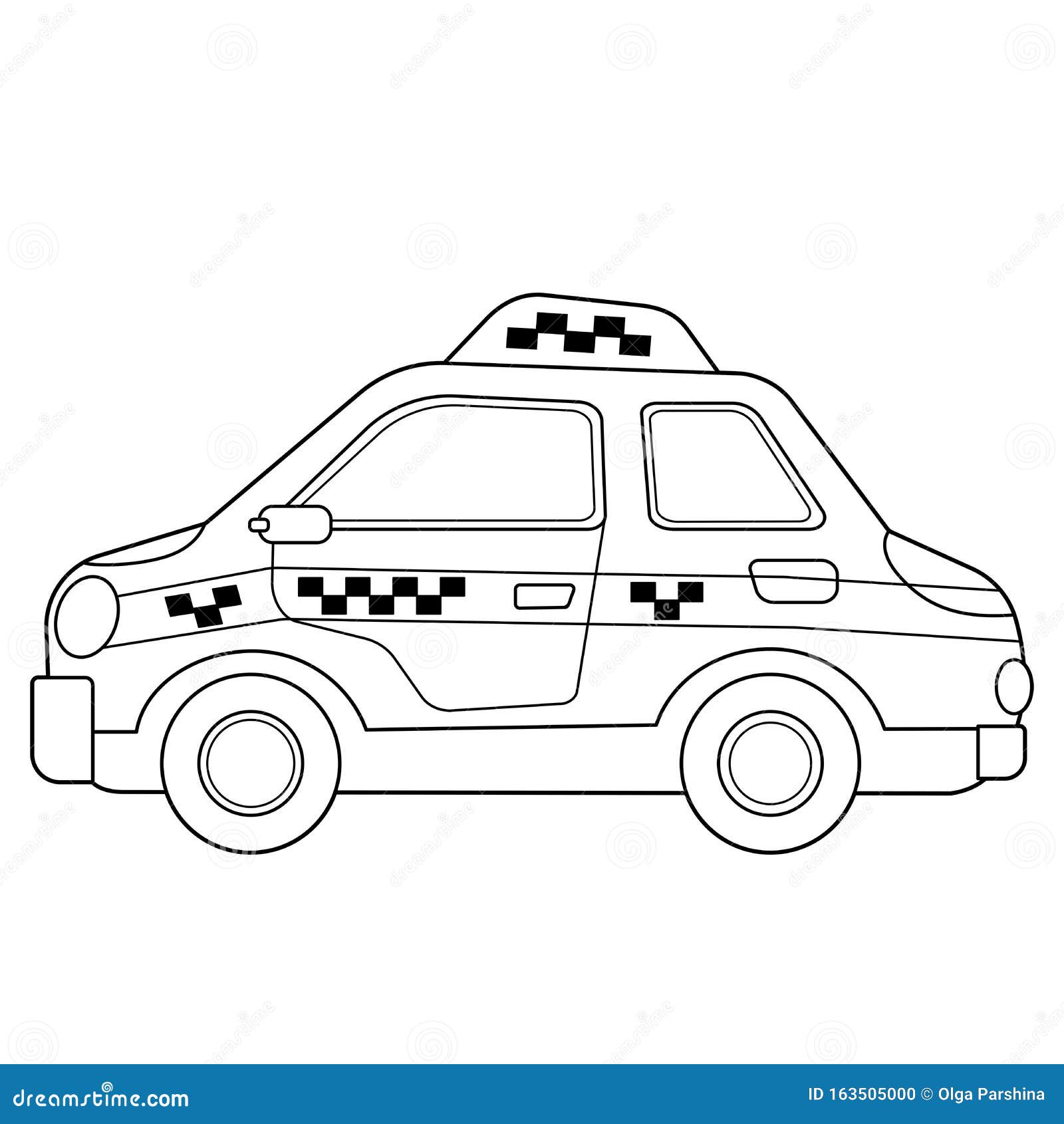 Coloring page outline of cartoon car taxi images transport or vehicle for children vector stock vector