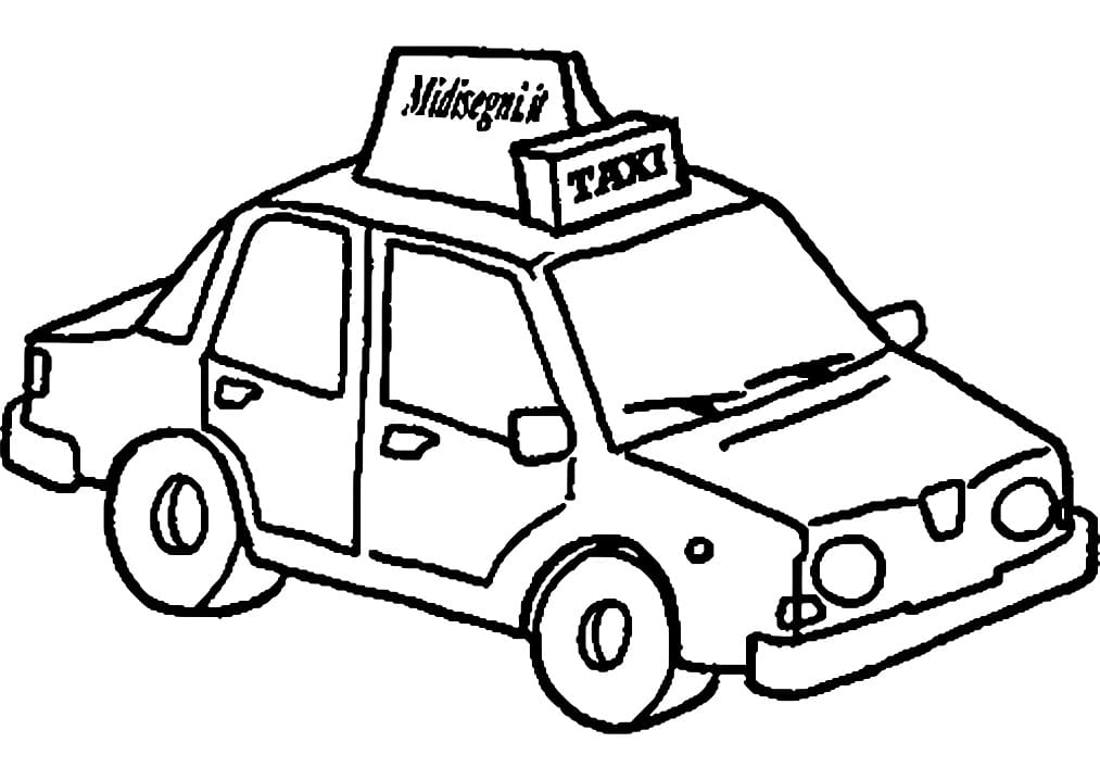 Cartoon taxi cab coloring page