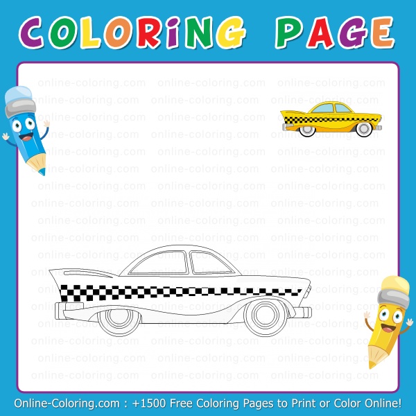 Vintage taxi cab free online coloring page