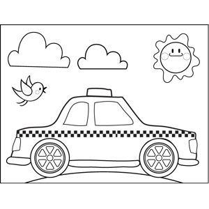 Taxi cab coloring page