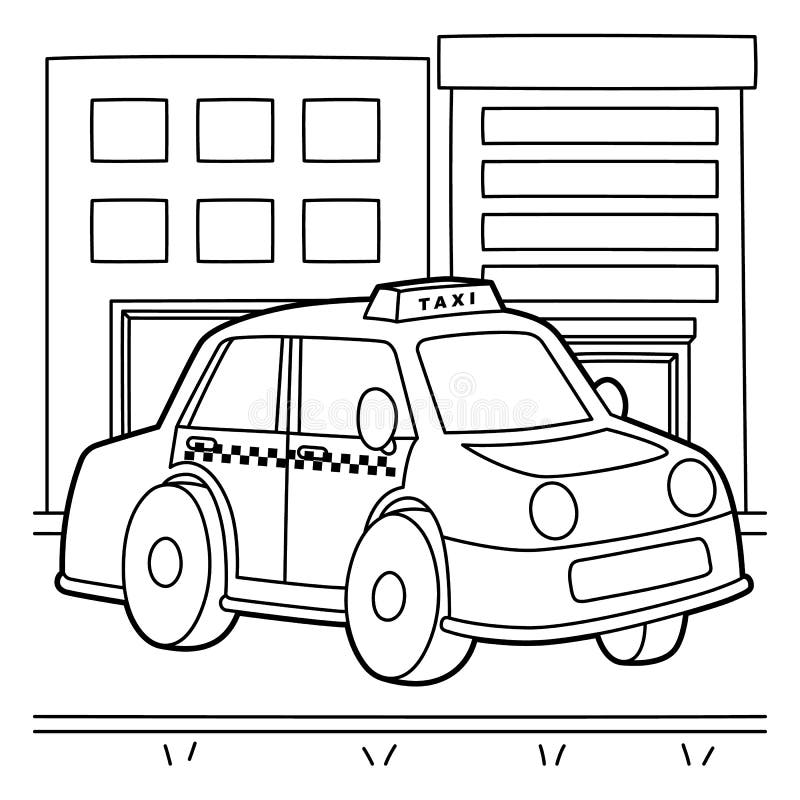 Taxi coloring stock illustrations â taxi coloring stock illustrations vectors clipart
