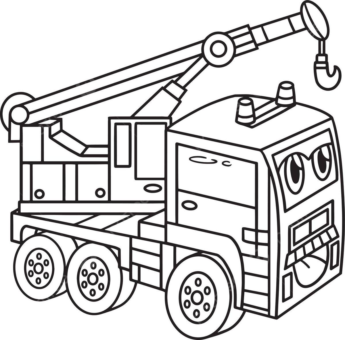 Kids coloring page vehicle with crane and face design vector face drawing ring drawing kid drawing png and vector with transparent background for free download