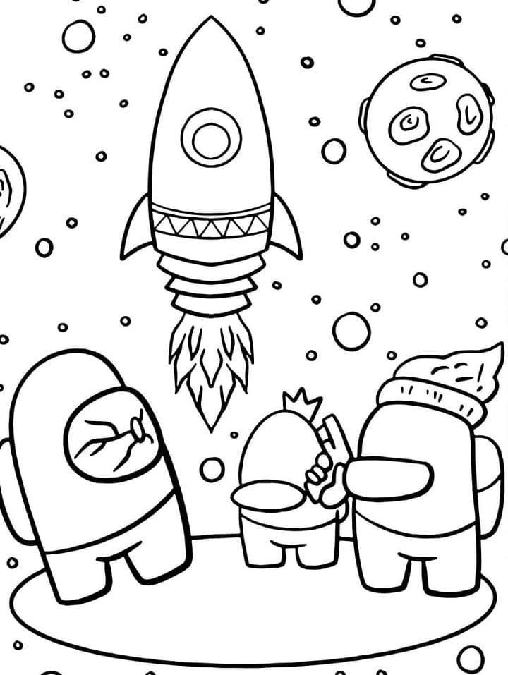 Among us rocket coloring page