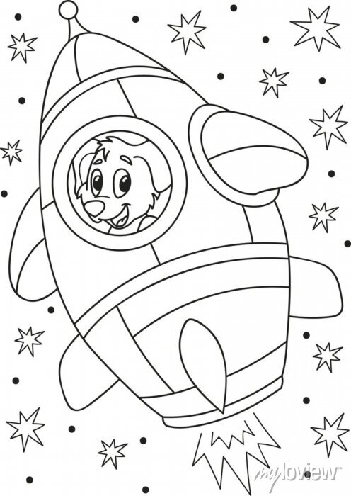 Coloring page outline of cartoon smiling cute little dog in the posters for the wall â posters baby zoo young