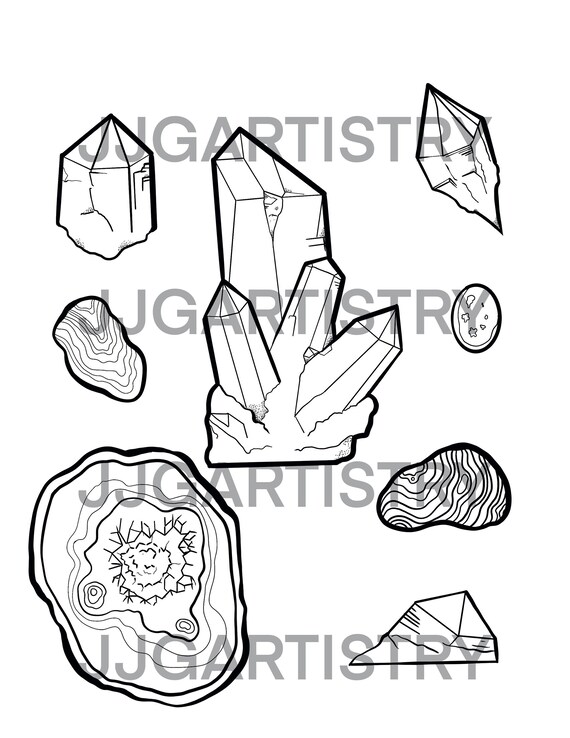 Gemstone printable coloring sheets for teens meditation crystals coloring pages for kids mindfulness journal prompts for self love witchy