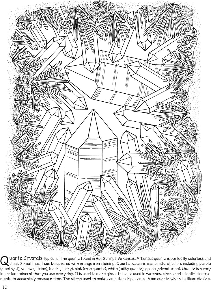 Rocks minerals crystals a coloring collecting book