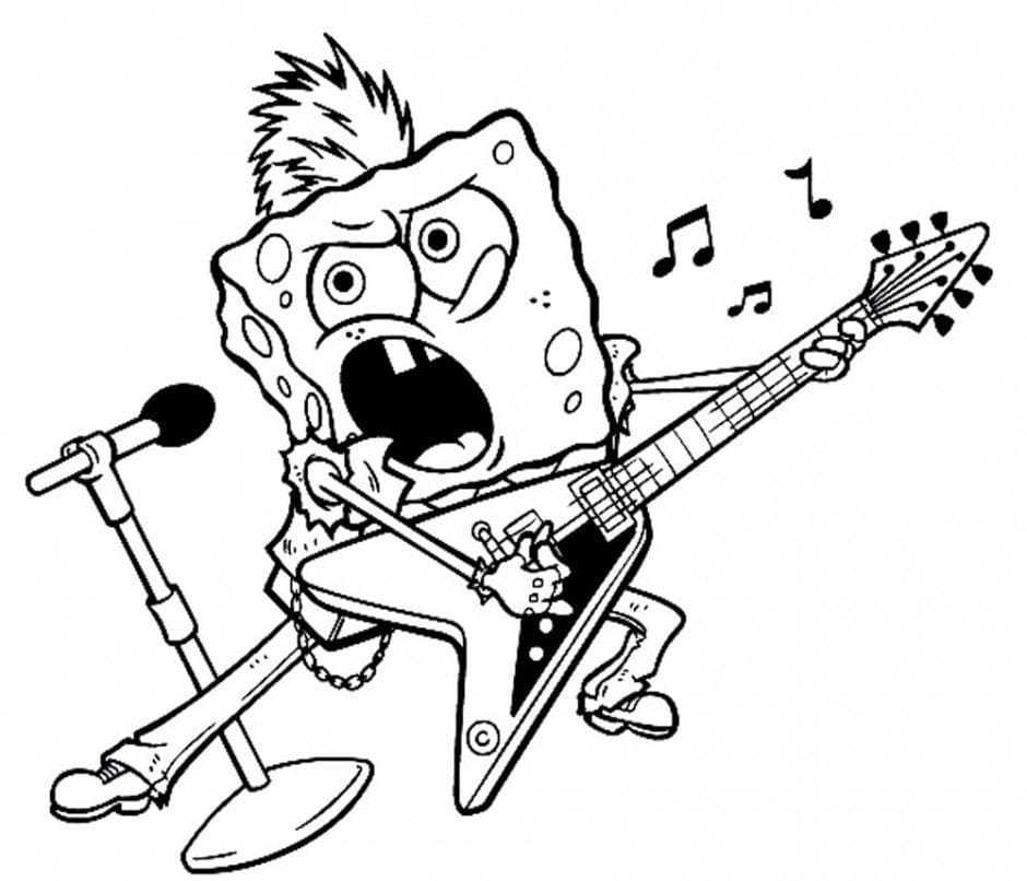 Omalovãnka rockstar spongebob k vytisknutã zdarma