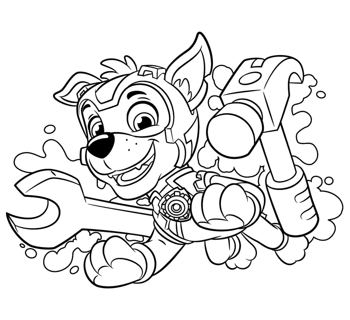 Rocky from paw patrol mighty pups coloring page