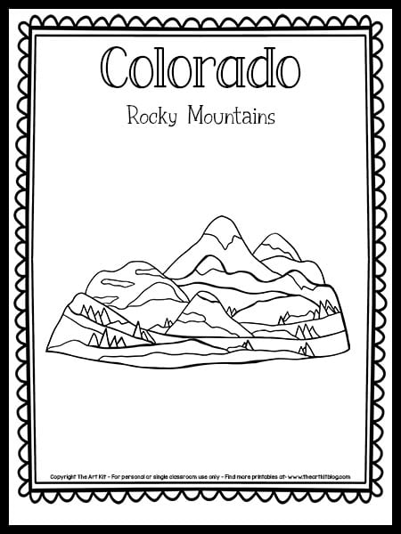 Colorado rocky mountain coloring page free printable â the art kit