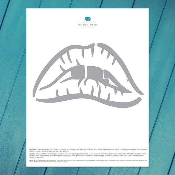 Printable pumpkin carving pattern rocky horror picture show lips