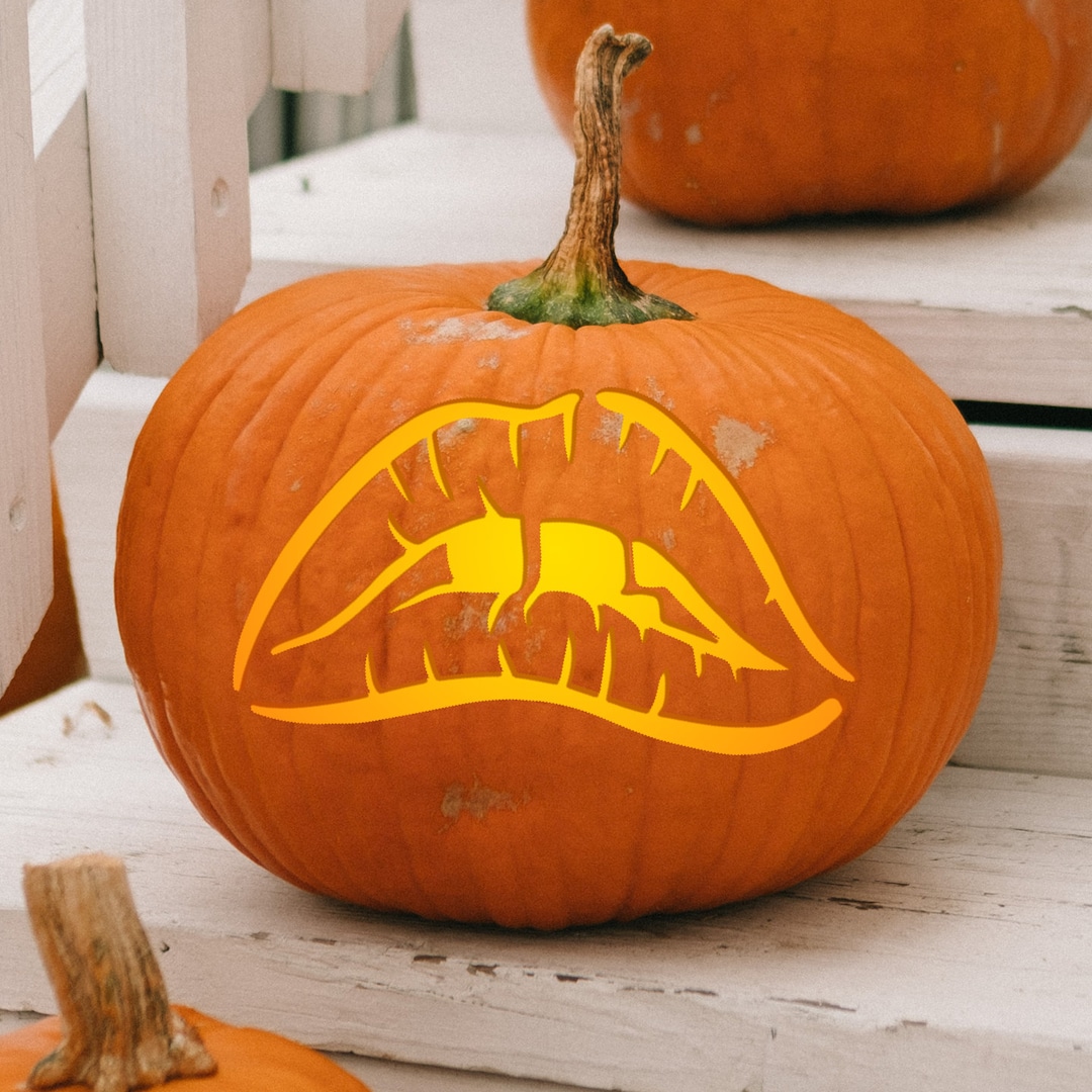 Printable pumpkin carving pattern rocky horror picture show lips download now