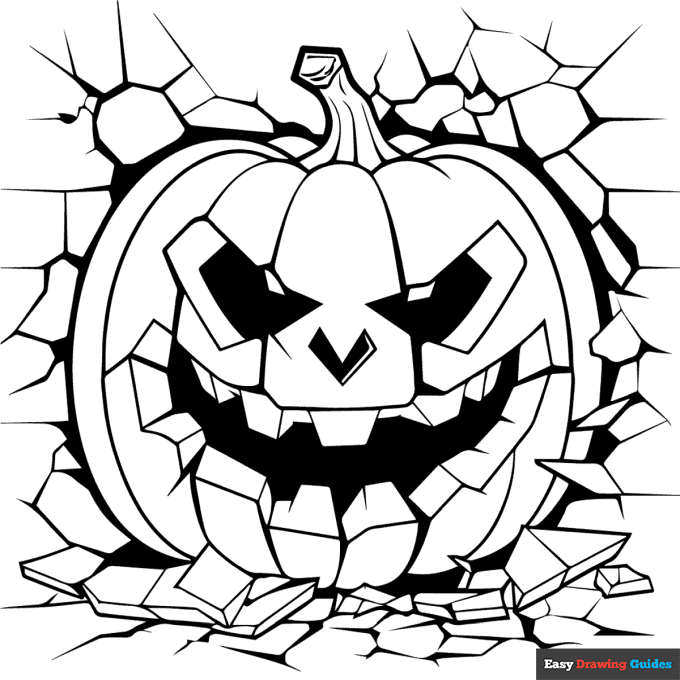 Stone pumpkin coloring page easy drawing guides