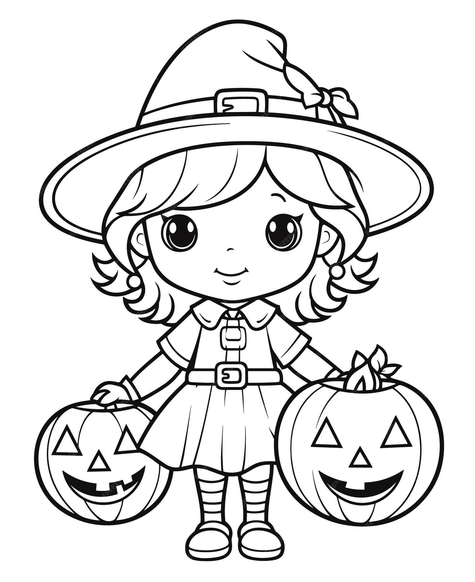 Premium vector hand drawn flat halloween girls pumpkin illustration