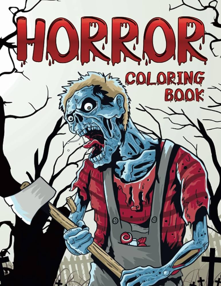 Horror loring book scary and creepy halloween adult loring book for men and women over killer designs to lor prism press books
