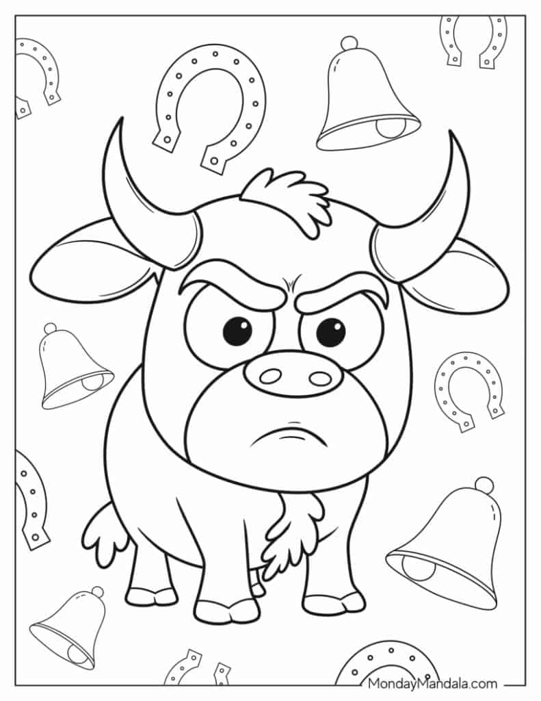 Bull coloring pages free pdf printables