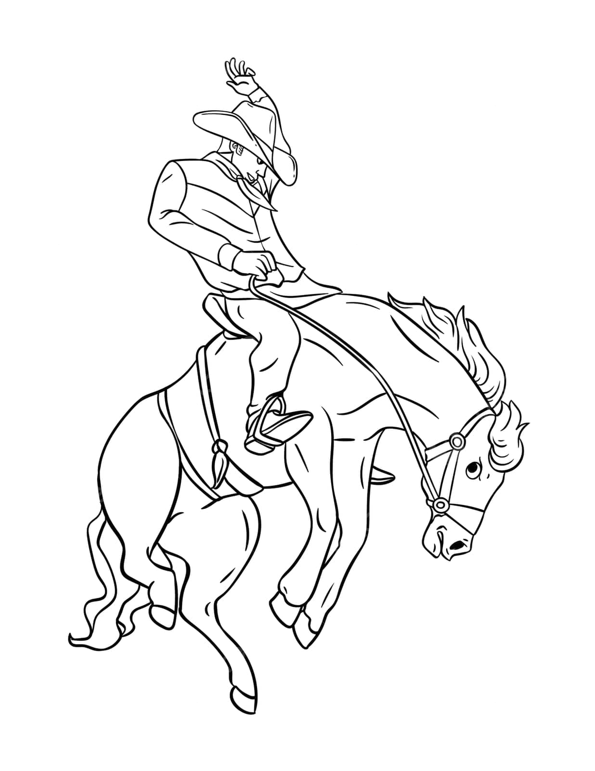 Coloring page for kids isolated cowboy riding a horse in a rodeo vector cowboy coloring book colouring book png and vector with transparent background for free download