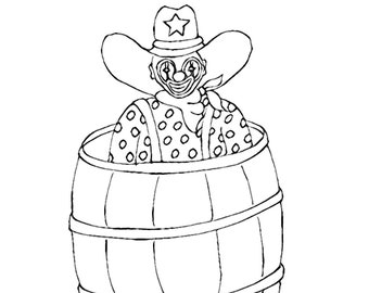 Rodeo clown coloring page