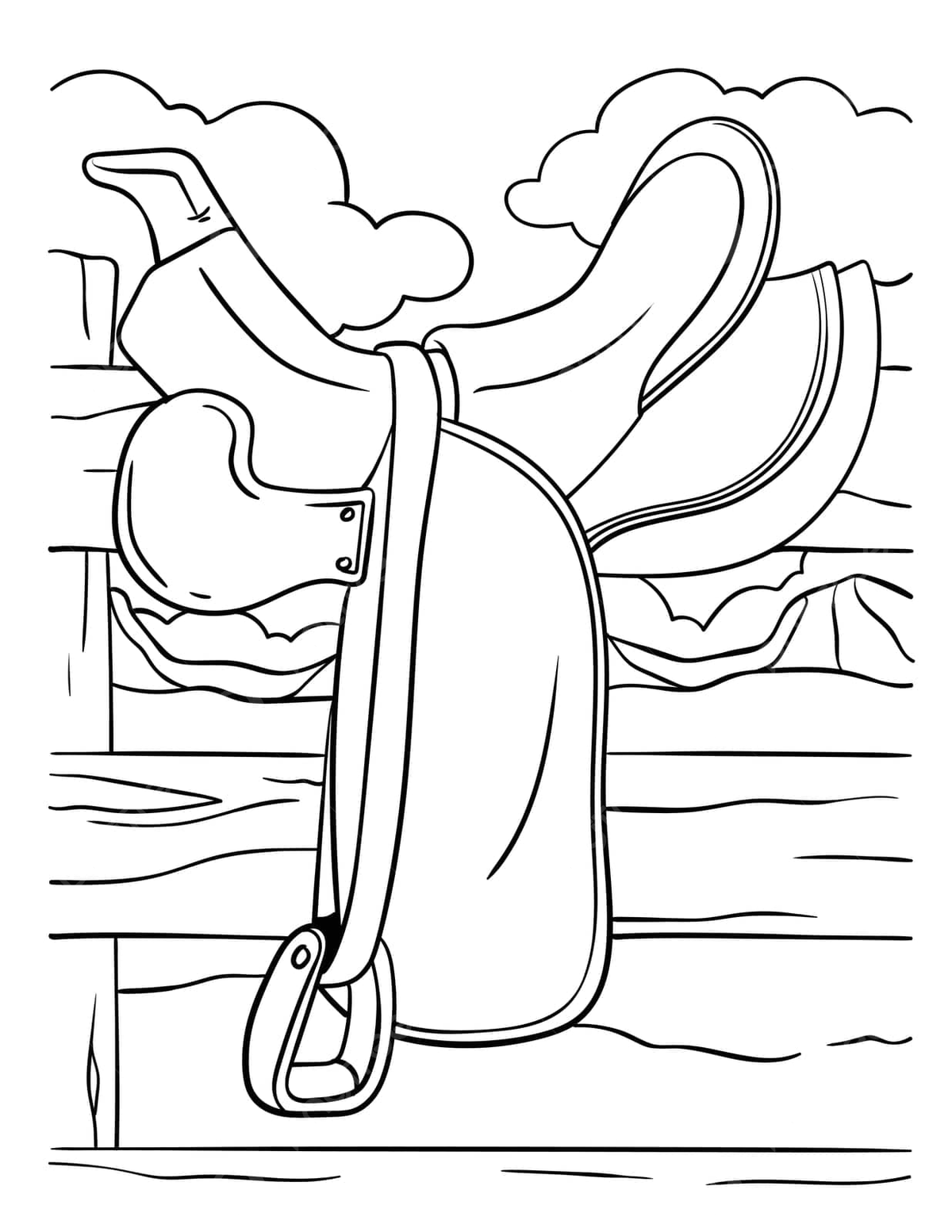 Coloring page for kids cowboy riding a horse with saddle vector horse drawing cow drawing cowboy drawing png and vector with transparent background for free download