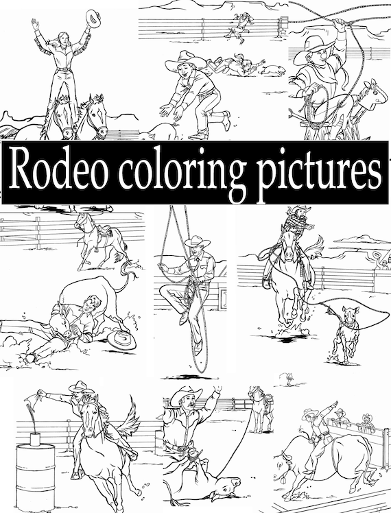 Fun rodeo coloring pictures pages pdf digital download
