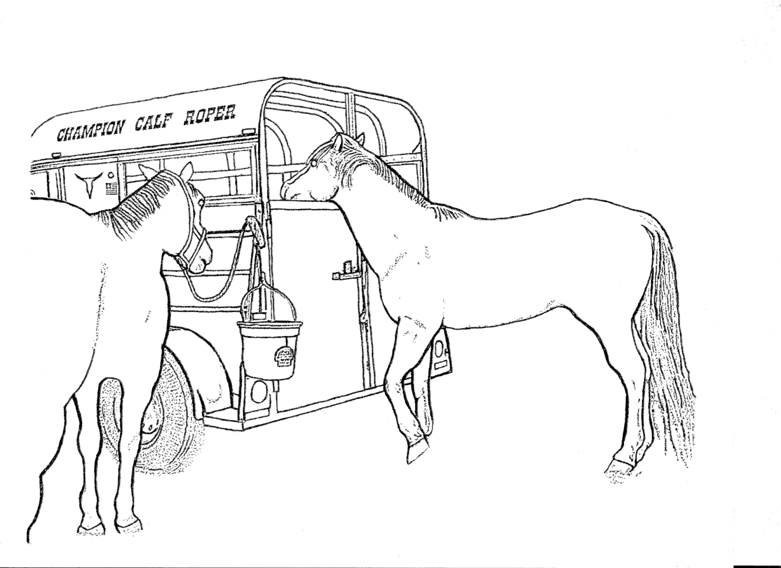 Rodeo coloring pages two horse trailer color page by dancing cowgirl design