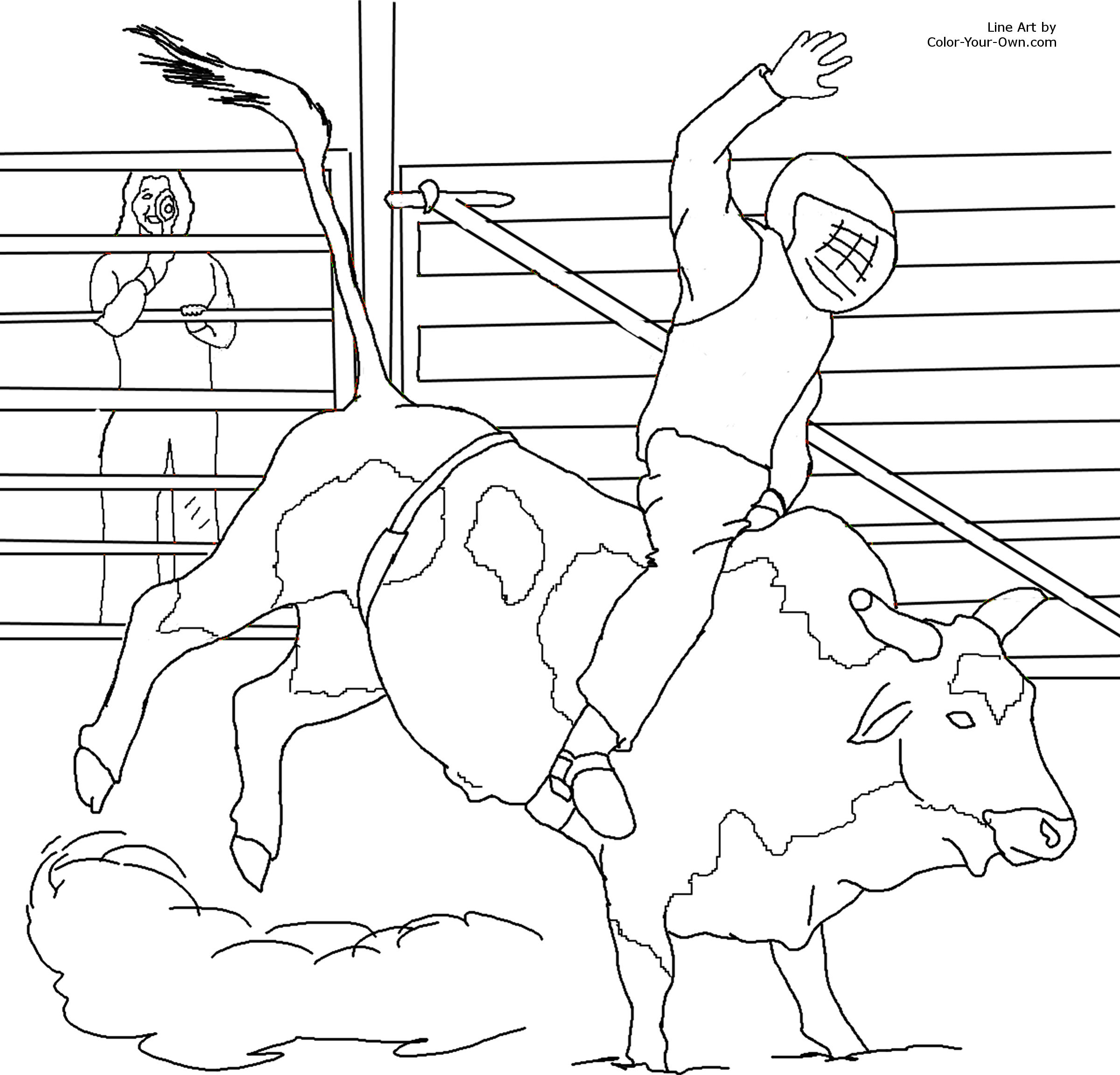 Miniature bucking bull coloring page