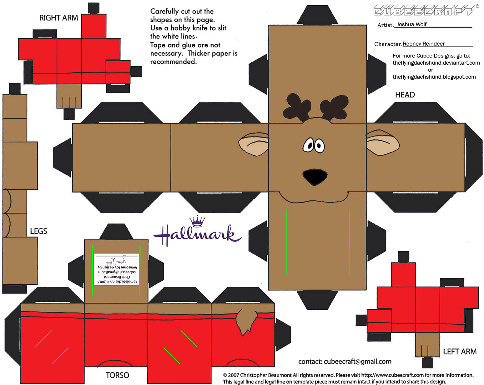 Rodney reindeer paper toy free printable papercraft templates