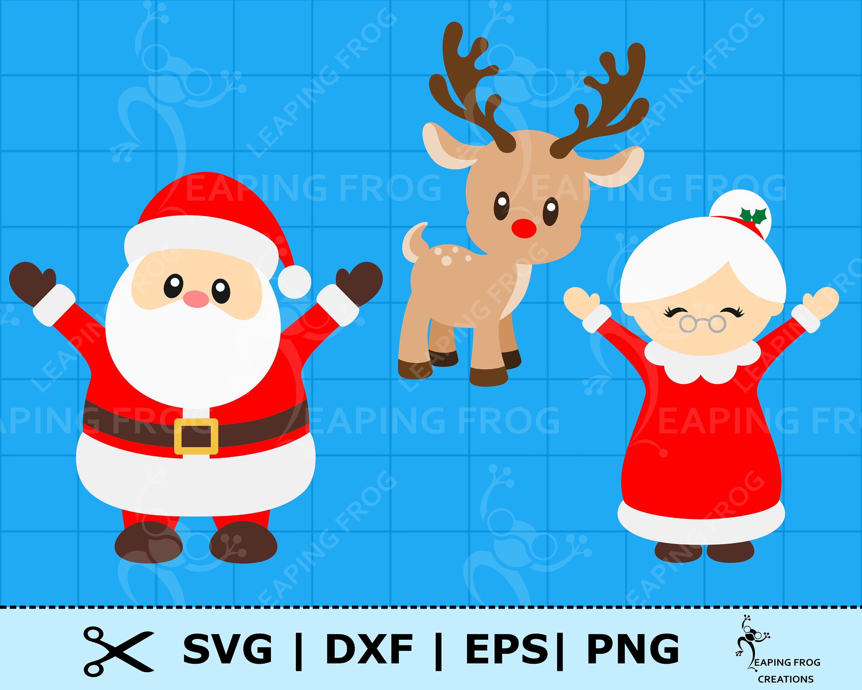 Santa svg png mrs claus rudolph the red nose reindeer cricut cut files layered files silhouette files dxf eps instant download