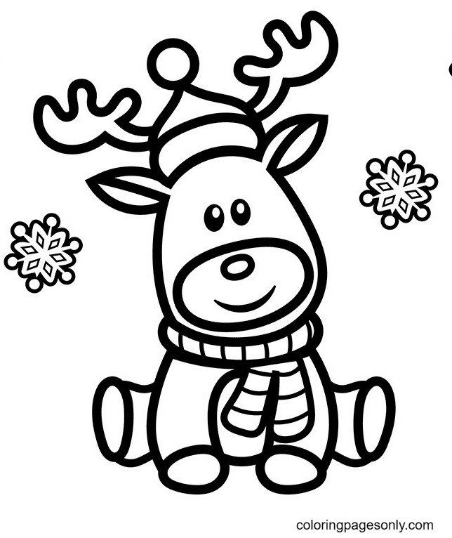 Dibujo para colorear lindo rudolph el reno de nariz roja