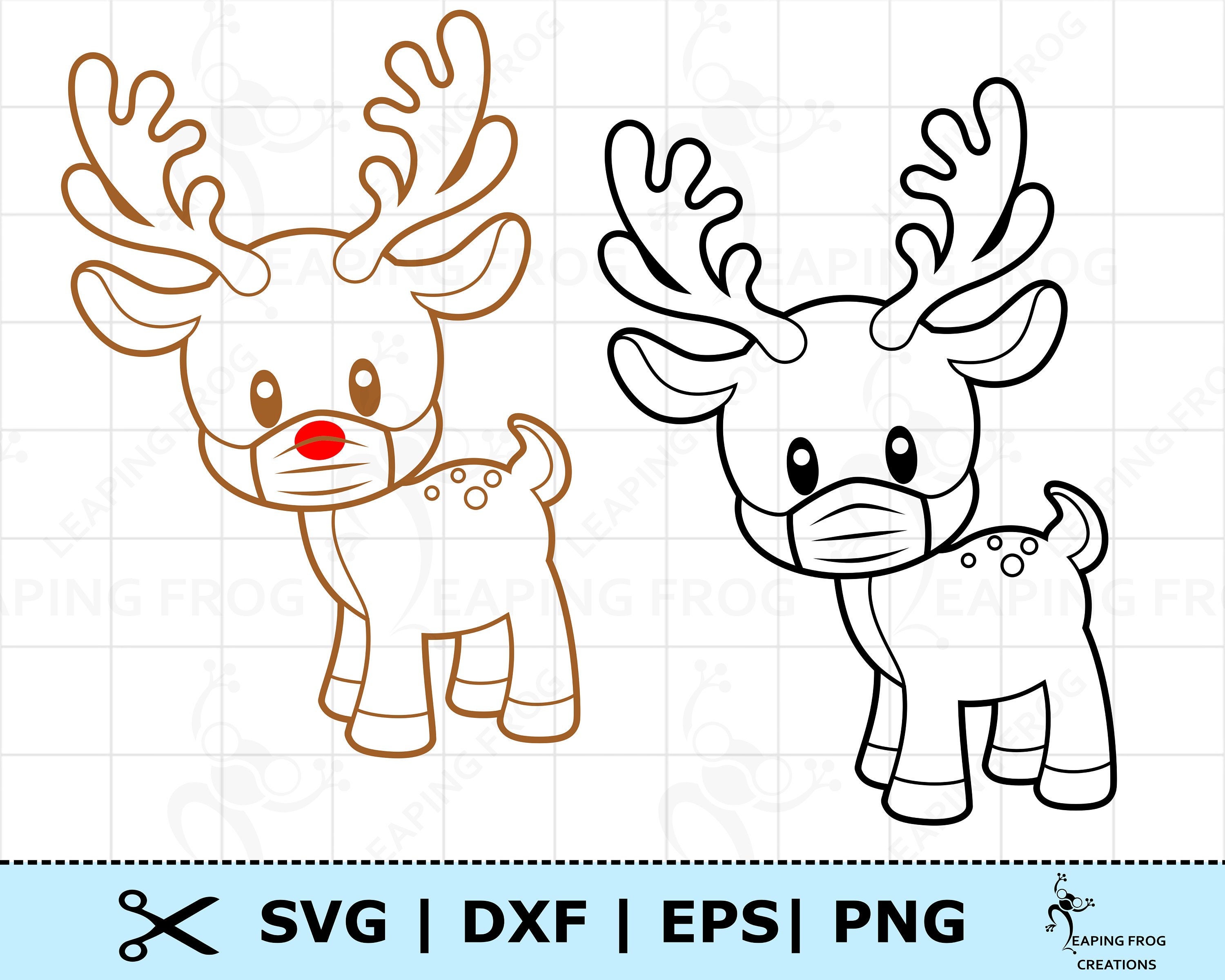 Rudolph svg png wearing facemask red nose reindeer cricut cut files layered files silhouette christmas clipart instant download