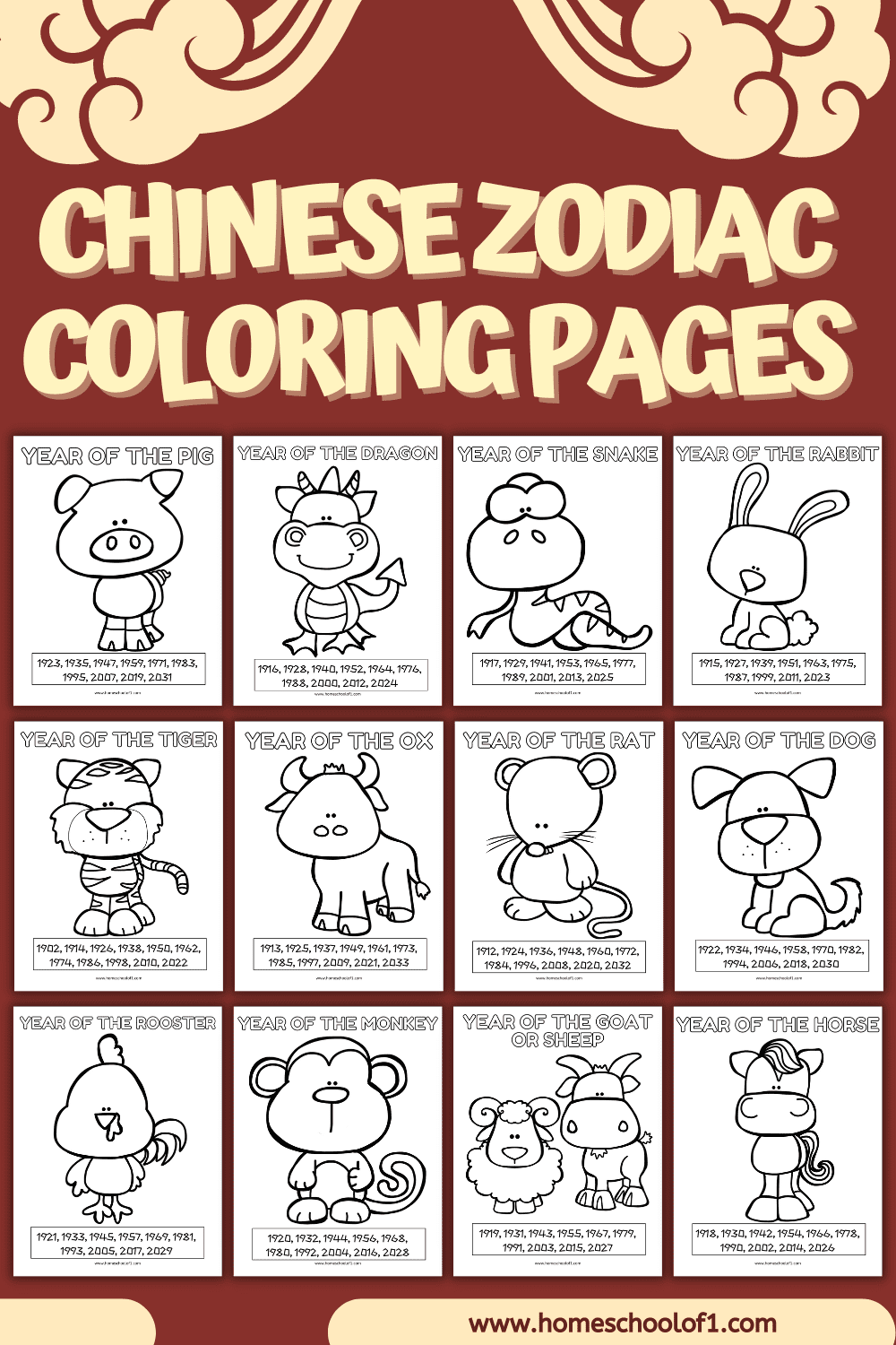 Free chinese zodiac coloring pages for kids chinese new year zodiac chinese new year crafts for kids chinese new year activities