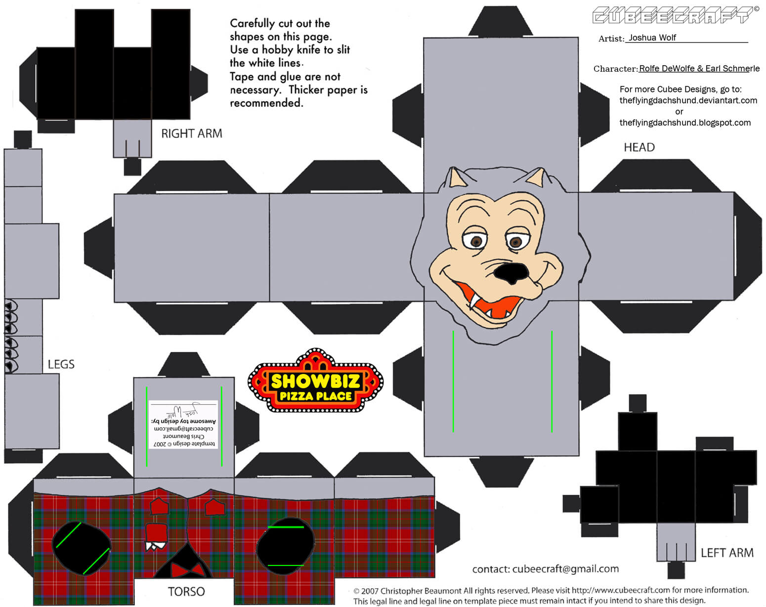 Rolfe dewolfe paper toy free printable papercraft templates