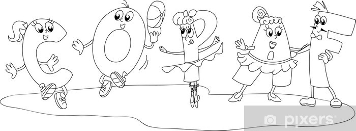 Prydnadskudde roliga dans bokstãver coloring illustration fãr barn
