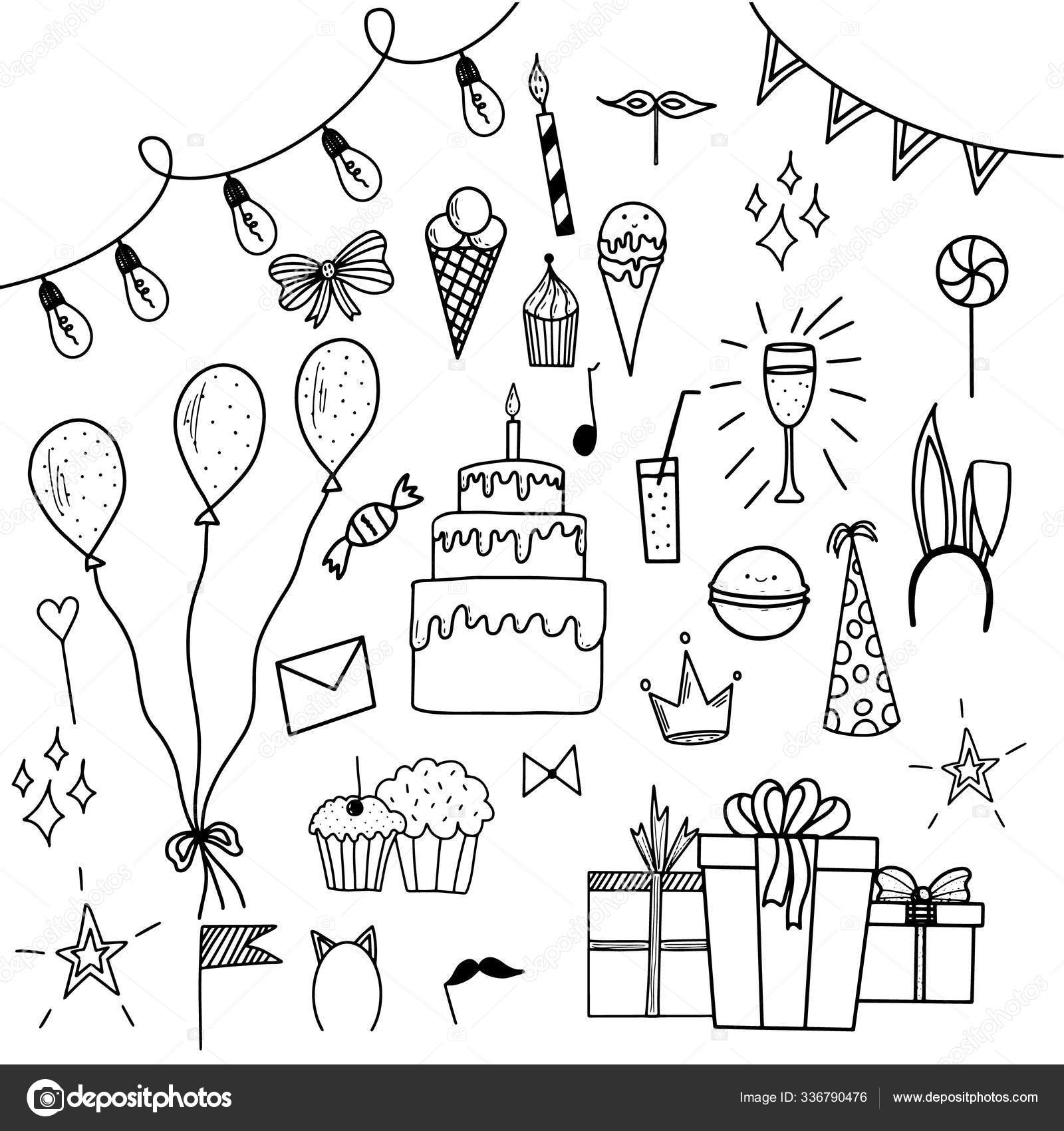 Mãlarbok grattis pã fãdelsedagen snygg design fãr alla ãndamãl designelement rolig tecknad karaktãr firande fest symbol samling vuxen teckningar fãr barn uppkopplad grattis pã fãdelsedagen vektor av lenamorskayagmail