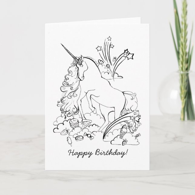 Hãlsningskort fãr unicorn coloring page kort