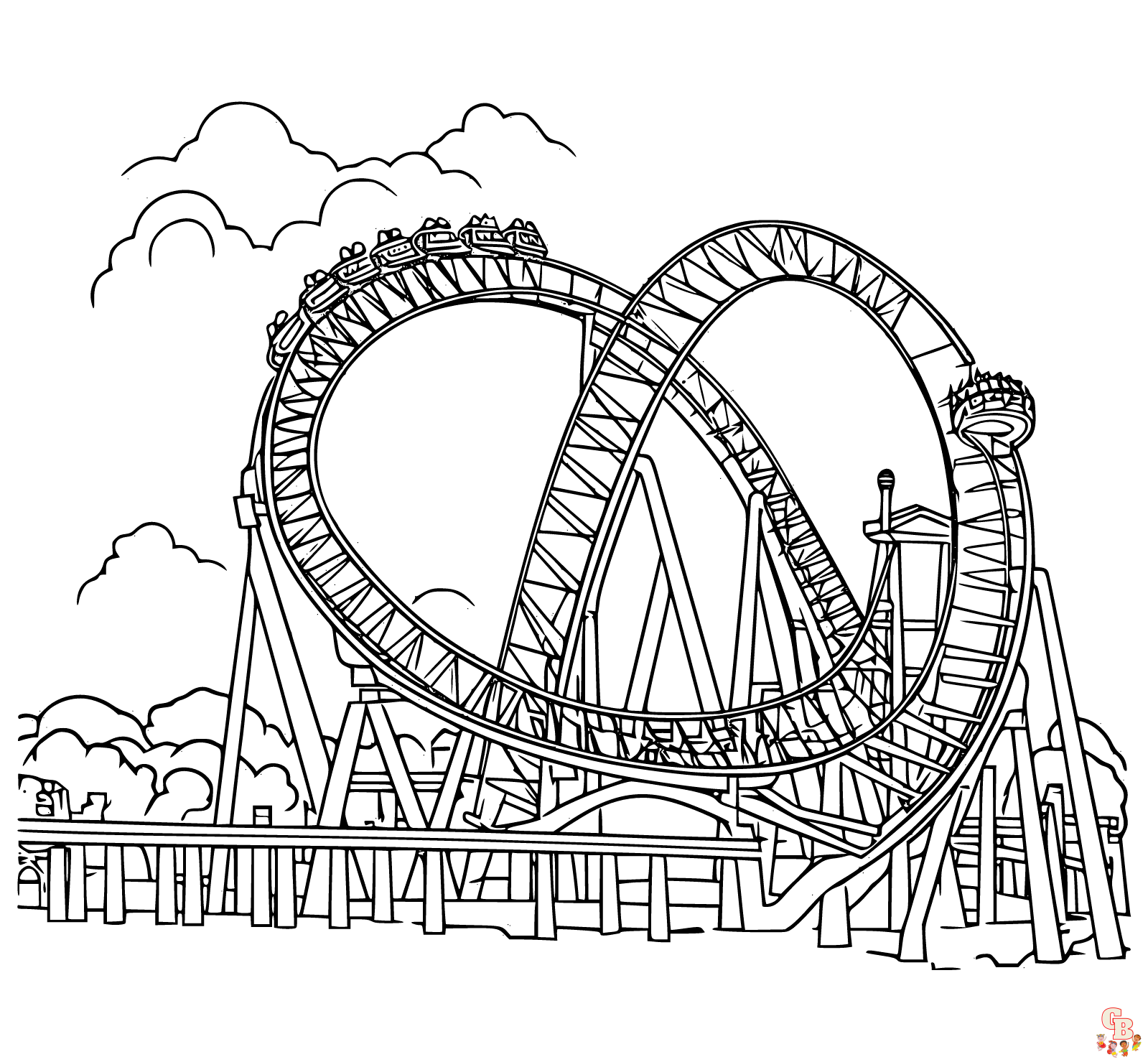 Printable roller coaster coloring pages free for kids and adults
