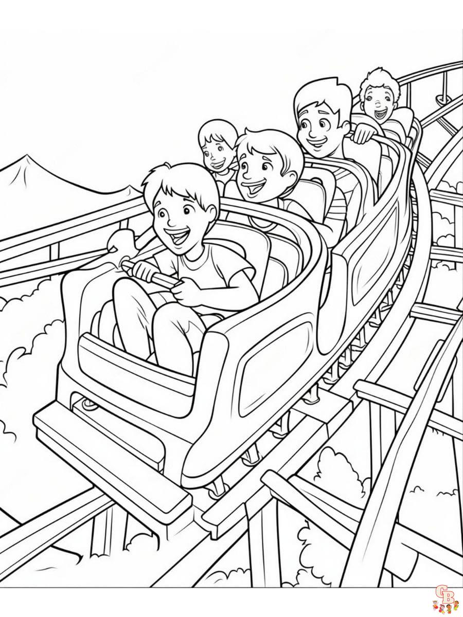 Printable roller coaster coloring pages free for kids and adults
