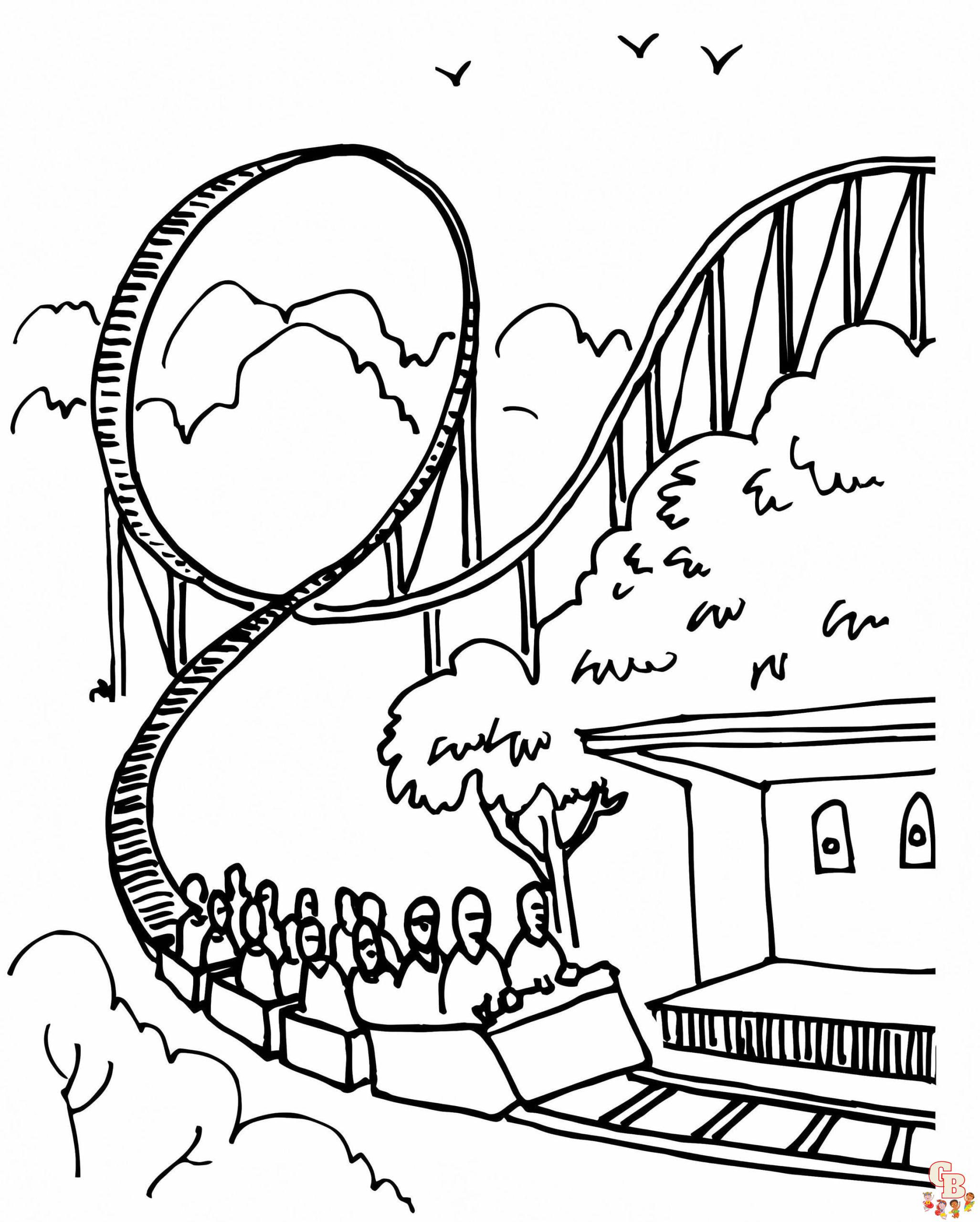 Printable roller coaster coloring pages free for kids and adults