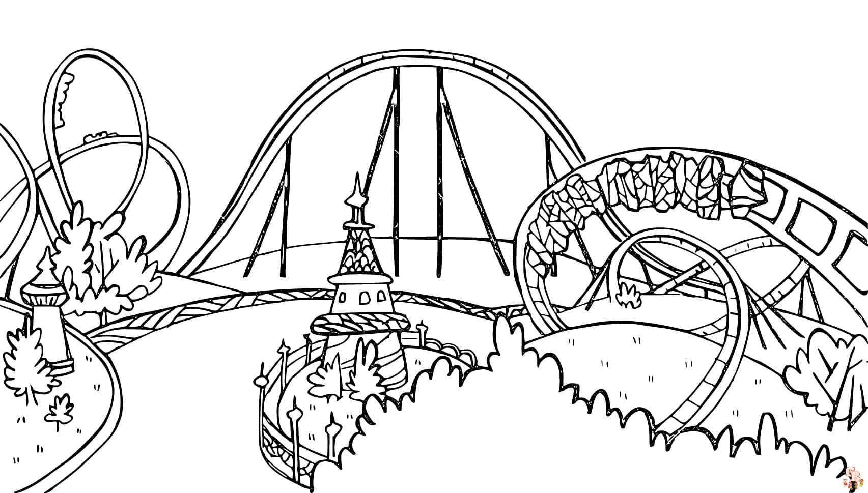 Printable roller coaster coloring pages free for kids and adults